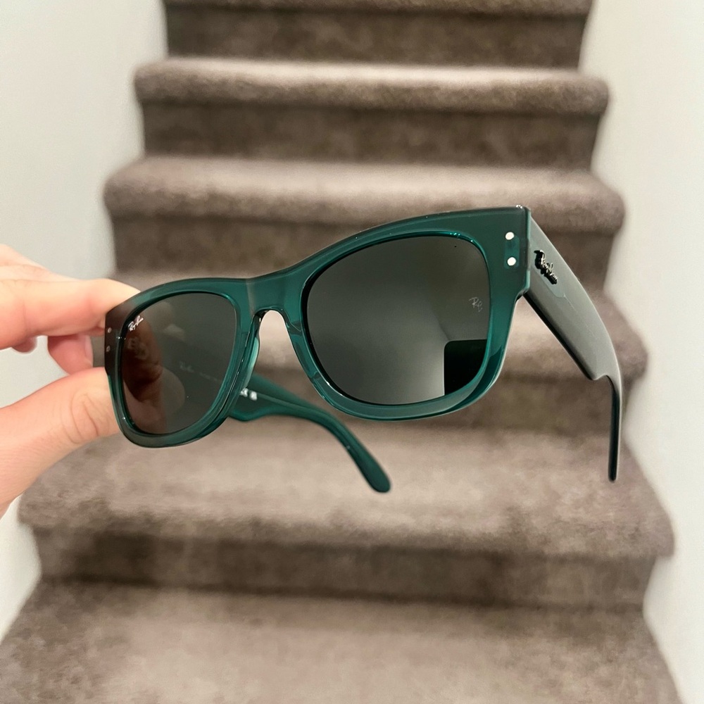 NEW RB0840S Ray-Ban Mega Wayfarer Transparent Green Frame Gray lens 51mm